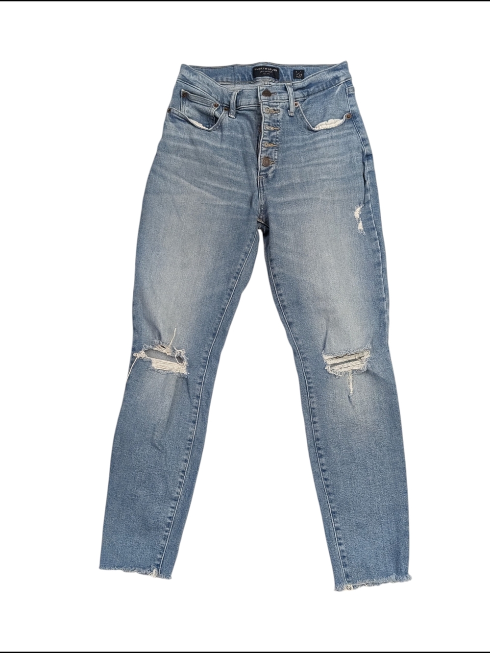 Lucky Brand Light Blue High-Rise Skinny Bridgette Distressed Jeans, 6/28